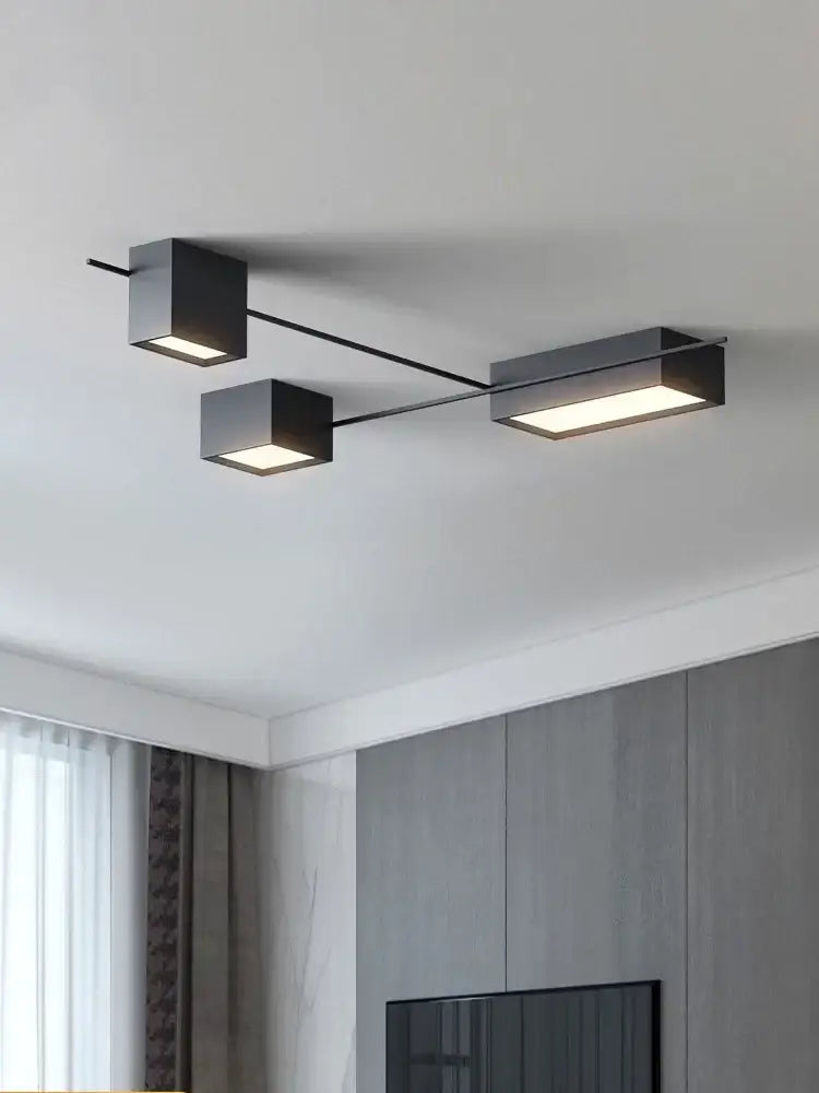 Modern black rectangular led ceiling lights for living room