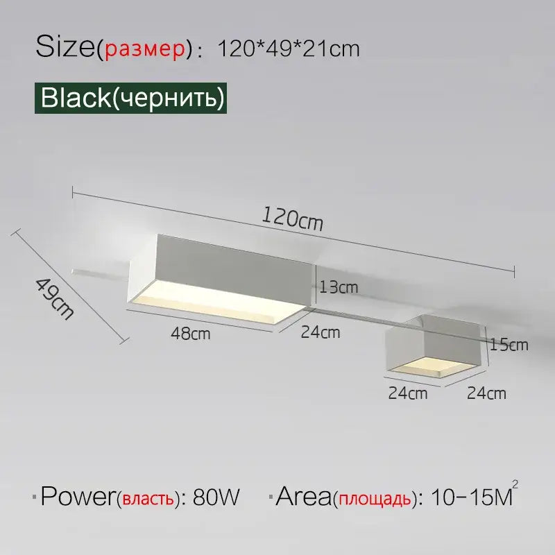 Modern black rectangular led ceiling lights for living room