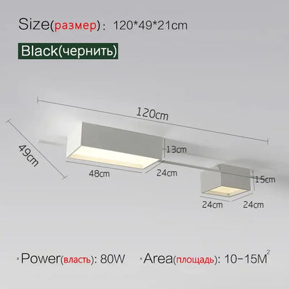 Modern black rectangular led ceiling lights for living room
