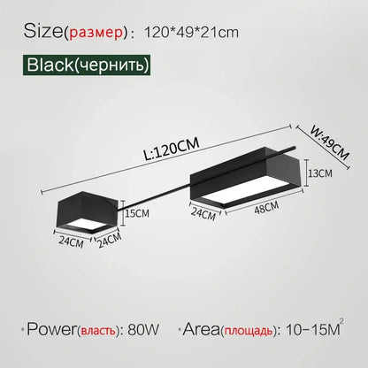 Modern black rectangular led ceiling lights for living room