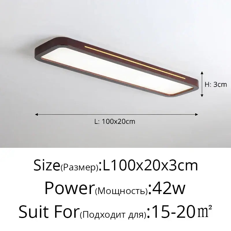 Modern rectangular dark wood led ceiling lights for living room