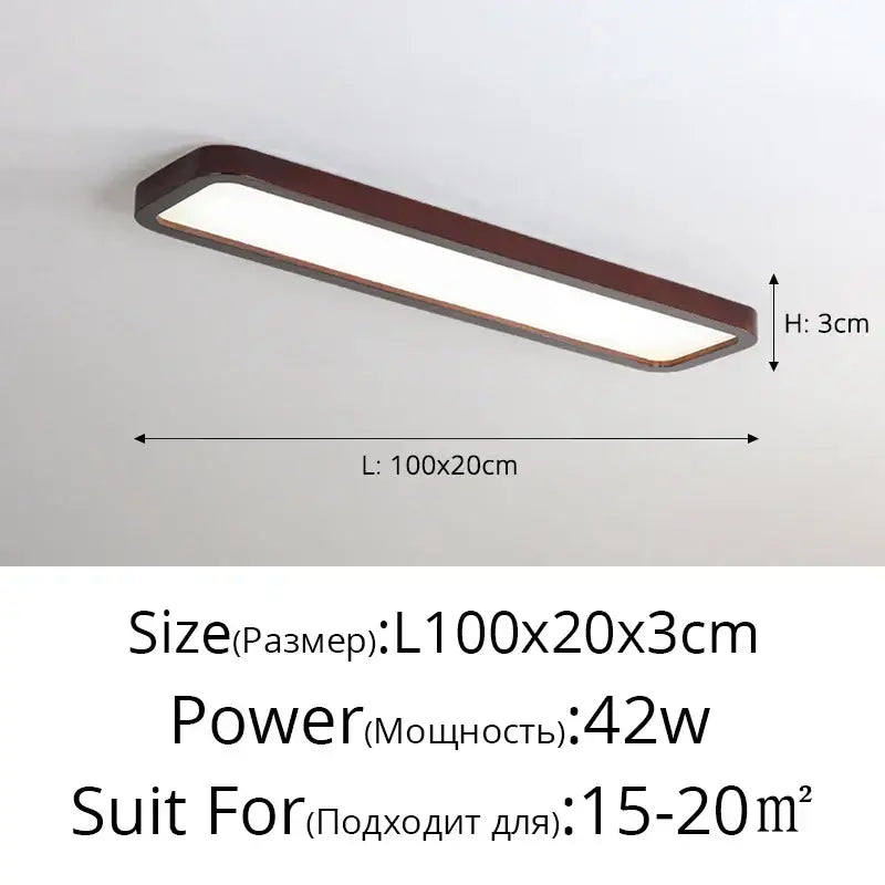 Modern rectangular dark wood led ceiling lights for living room