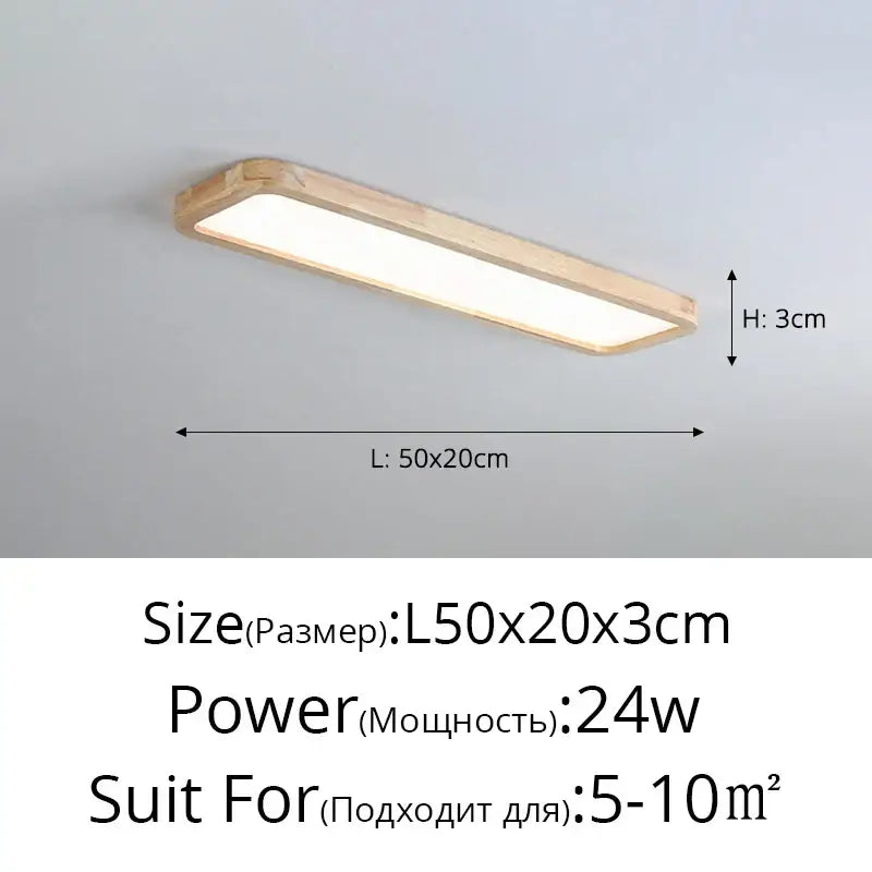 Modern rectangular dark wood led ceiling lights for living room
