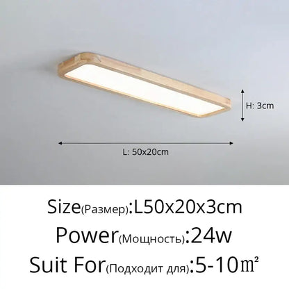Modern rectangular dark wood led ceiling lights for living room