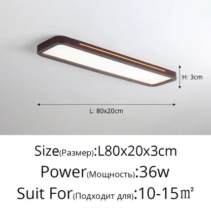 Modern rectangular dark wood led ceiling lights for living room