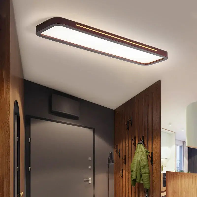 Modern rectangular dark wood led ceiling lights for living room