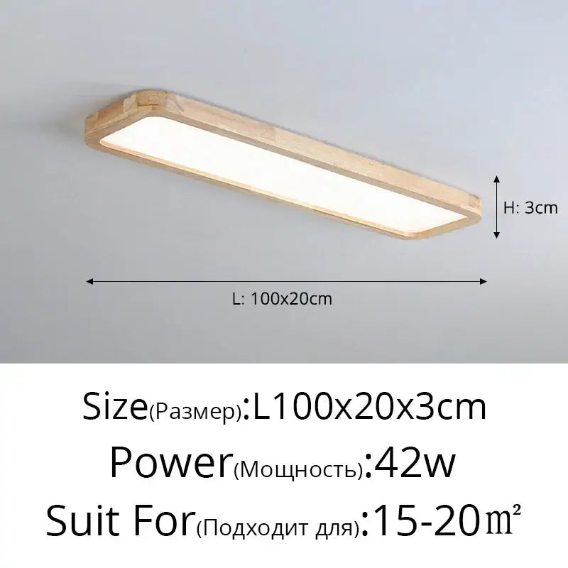 Modern rectangular dark wood led ceiling lights for living room