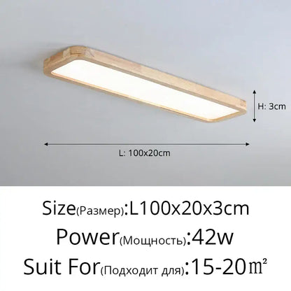 Modern rectangular dark wood led ceiling lights for living room