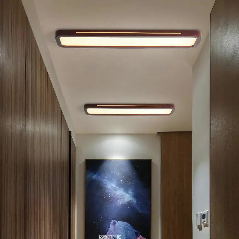 Modern rectangular dark wood led ceiling lights for living room