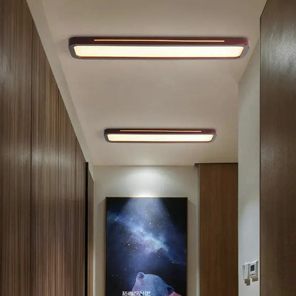 Modern rectangular dark wood led ceiling lights for living room
