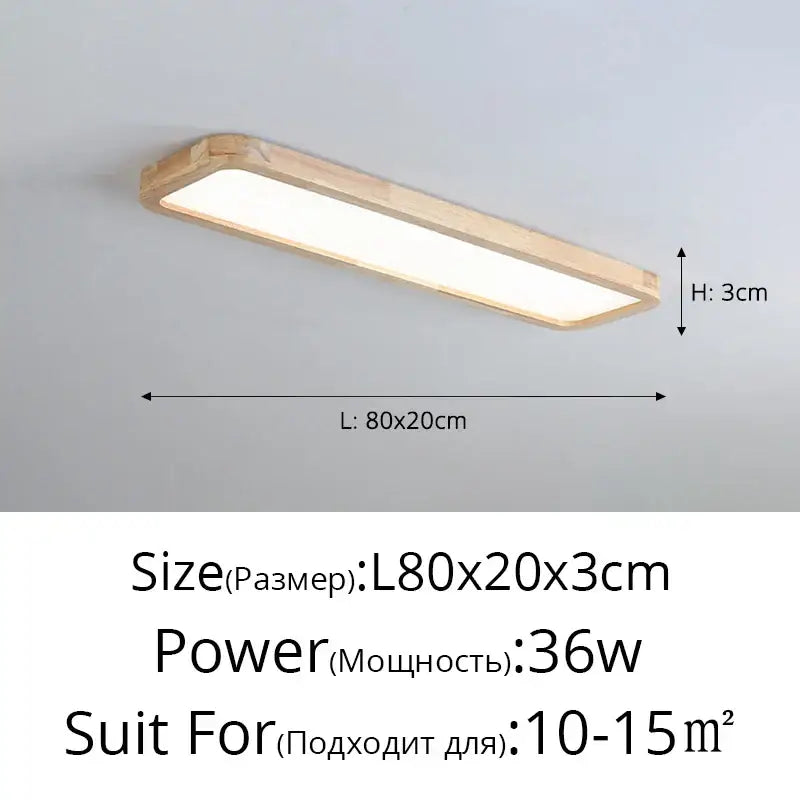 Modern rectangular dark wood led ceiling lights for living room