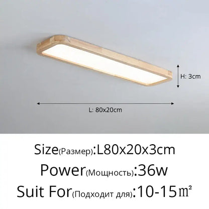 Modern rectangular dark wood led ceiling lights for living room