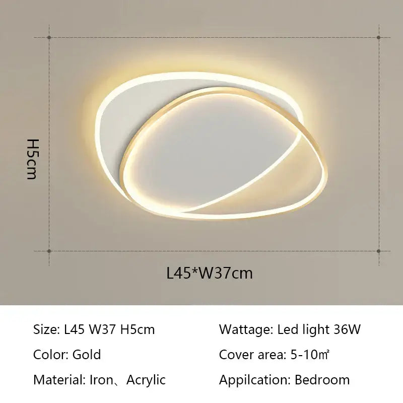 Modern white & black oval led ceiling lights bedroom fixture