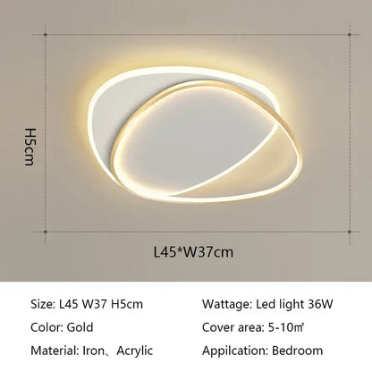 Modern white & black oval led ceiling lights bedroom fixture