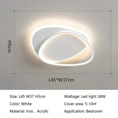 Modern white & black oval led ceiling lights bedroom fixture