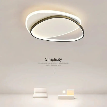 Modern white & black oval led ceiling lights bedroom fixture