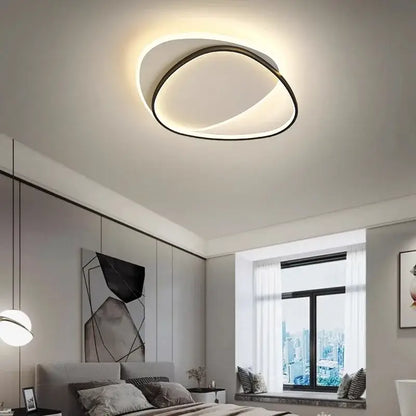 Modern white & black oval led ceiling lights bedroom fixture