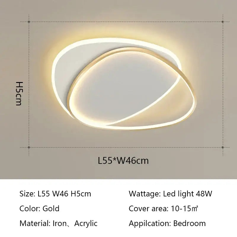 Modern white & black oval led ceiling lights bedroom fixture