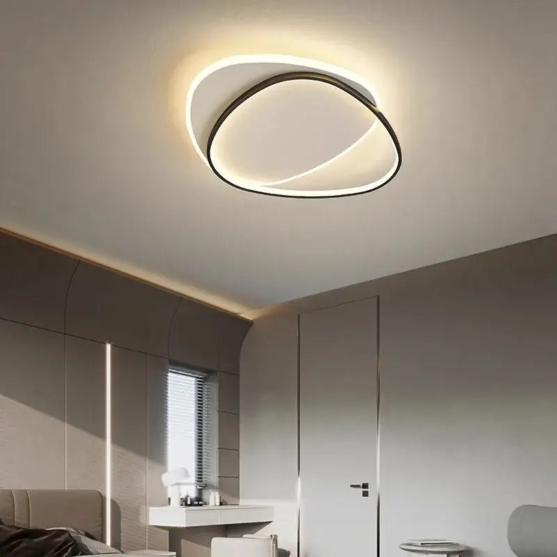 Modern white & black oval led ceiling lights bedroom fixture