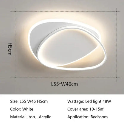 Modern white & black oval led ceiling lights bedroom fixture