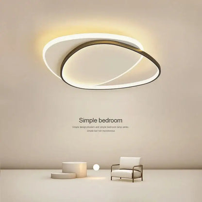 Modern white & black oval led ceiling lights bedroom fixture