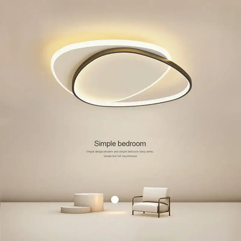 Modern white & black oval led ceiling lights bedroom fixture