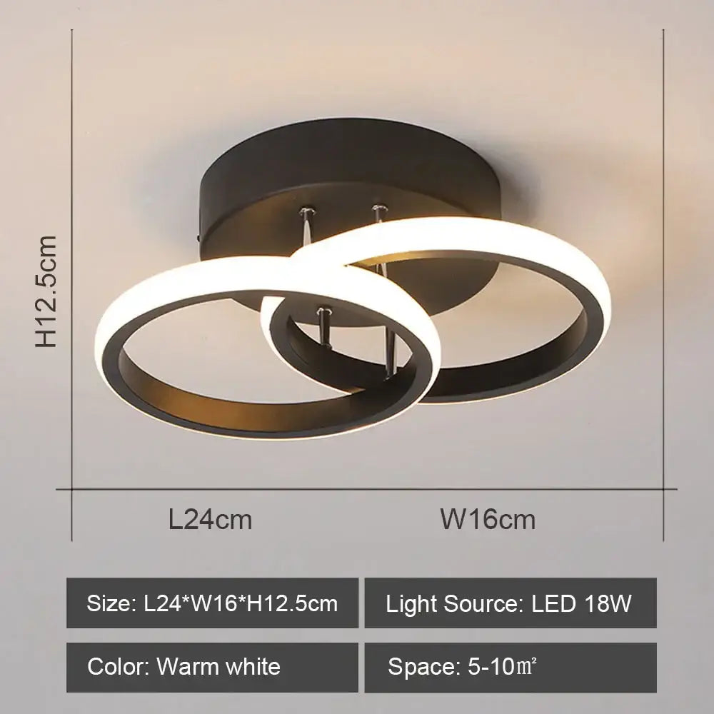 Modern geometric black & white led ceiling lights for living room