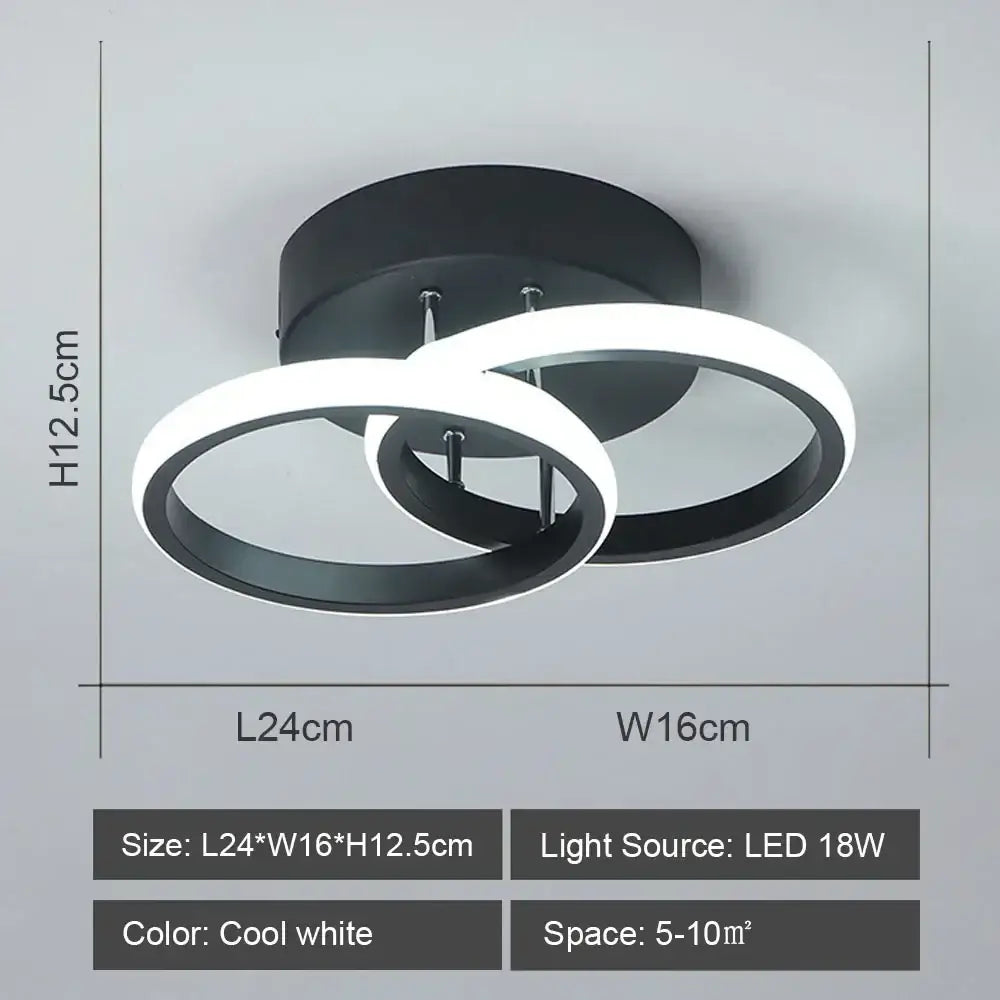Modern geometric black & white led ceiling lights for living room