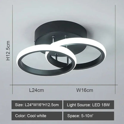 Modern geometric black & white led ceiling lights for living room
