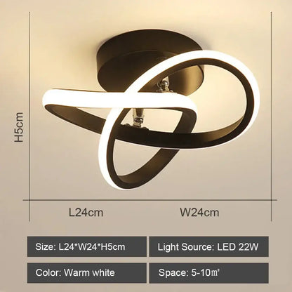 Modern geometric black & white led ceiling lights for living room