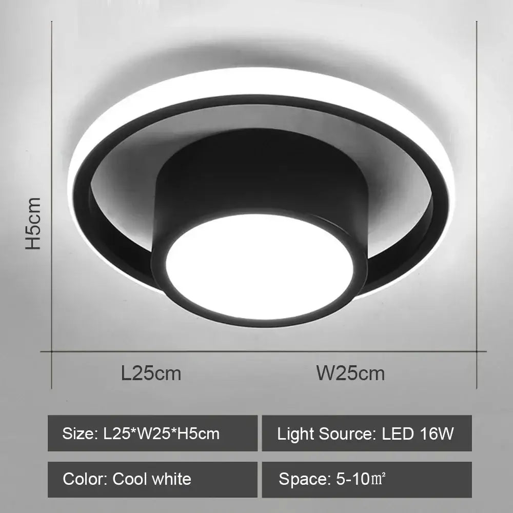 Modern geometric black & white led ceiling lights for living room