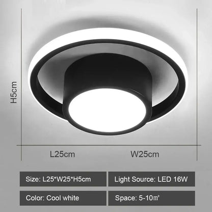 Modern geometric black & white led ceiling lights for living room