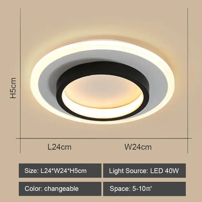 Modern geometric black & white led ceiling lights for living room