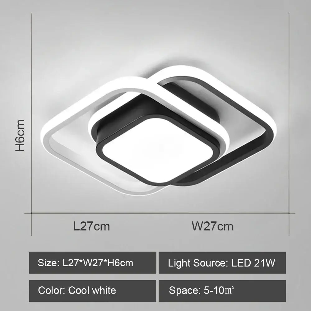 Modern geometric black & white led ceiling lights for living room