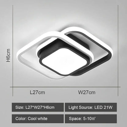 Modern geometric black & white led ceiling lights for living room