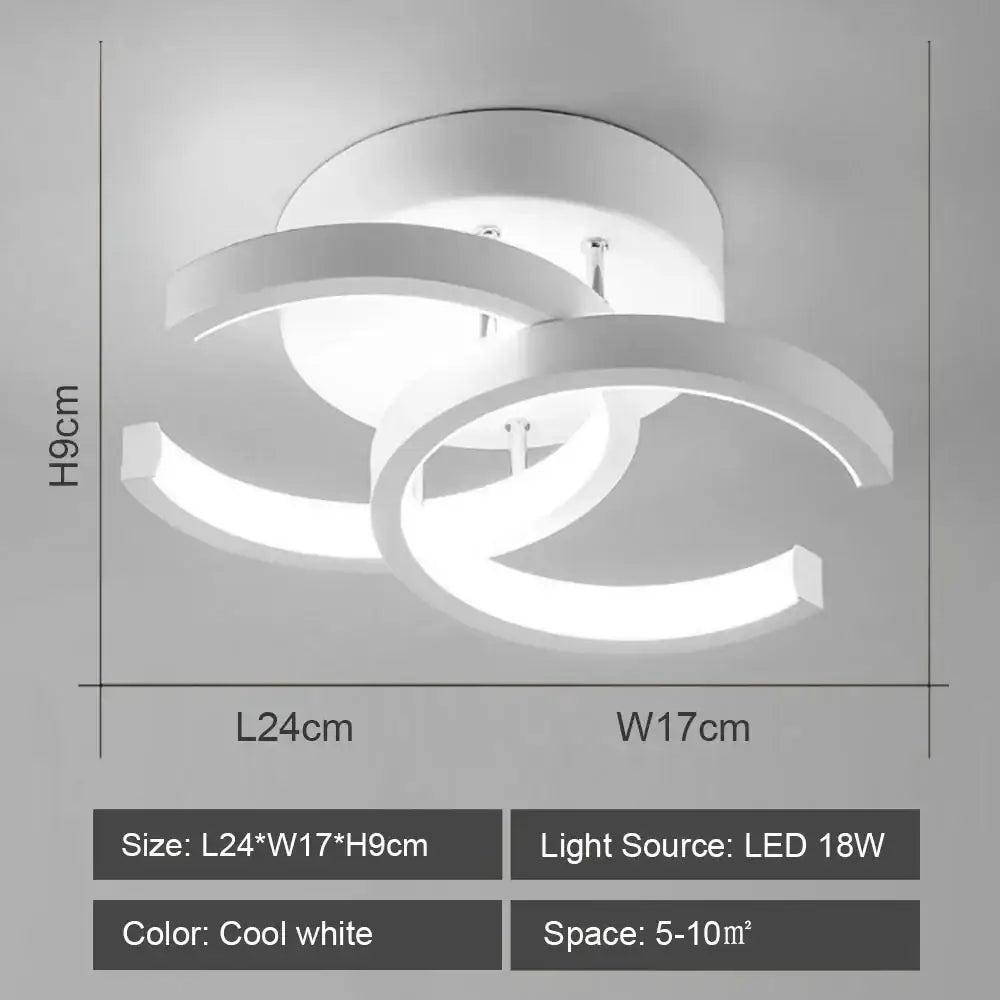 Modern geometric black & white led ceiling lights for living room