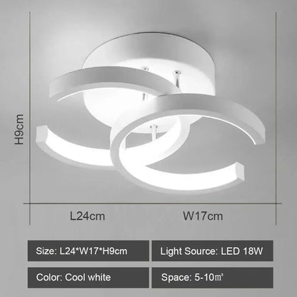 Modern geometric black & white led ceiling lights for living room