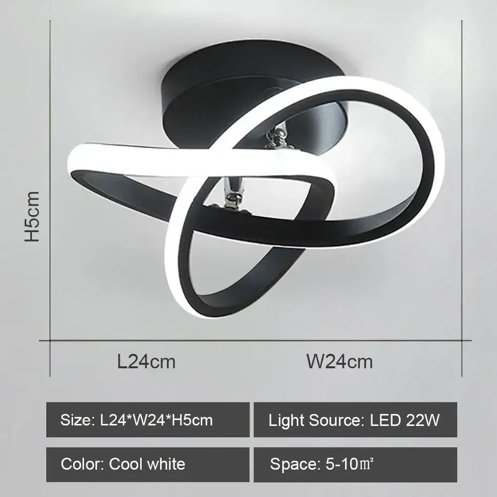 Modern geometric black & white led ceiling lights for living room