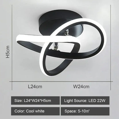 Modern geometric black & white led ceiling lights for living room
