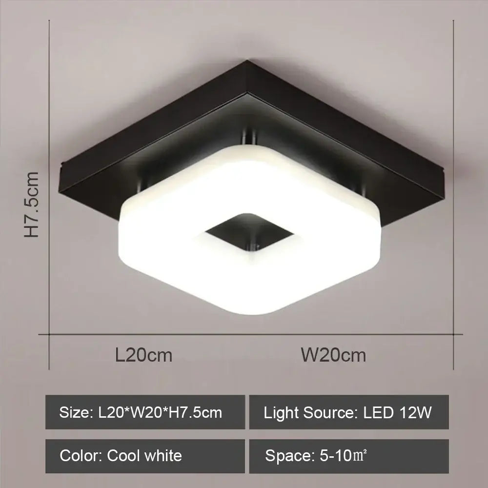 Modern geometric black & white led ceiling lights for living room