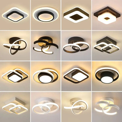 Modern geometric black & white led ceiling lights for living room