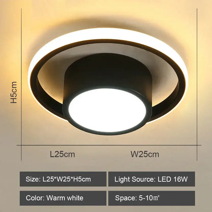 Modern geometric black & white led ceiling lights for living room