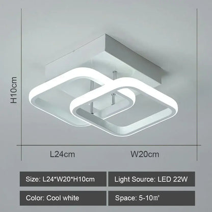 Modern geometric black & white led ceiling lights for living room