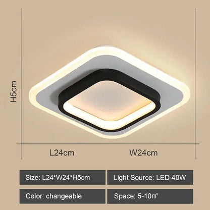 Modern geometric black & white led ceiling lights for living room