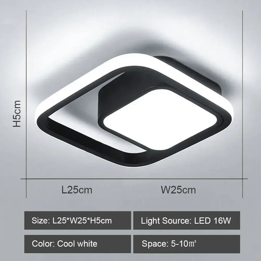 Modern geometric black & white led ceiling lights for living room