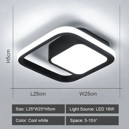 Modern geometric black & white led ceiling lights for living room