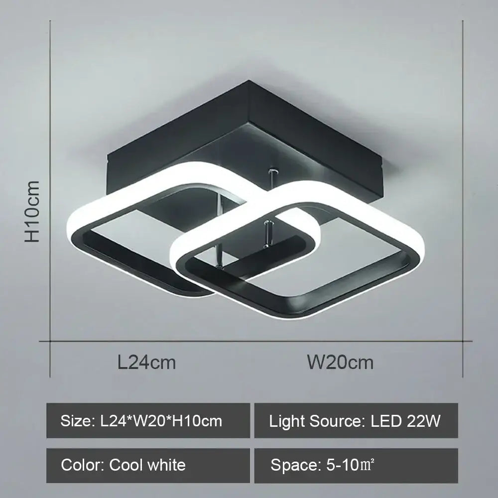Modern geometric black & white led ceiling lights for living room