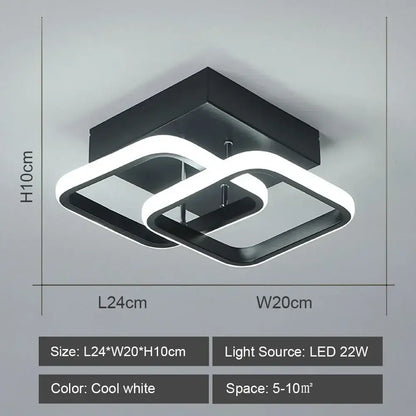Modern geometric black & white led ceiling lights for living room