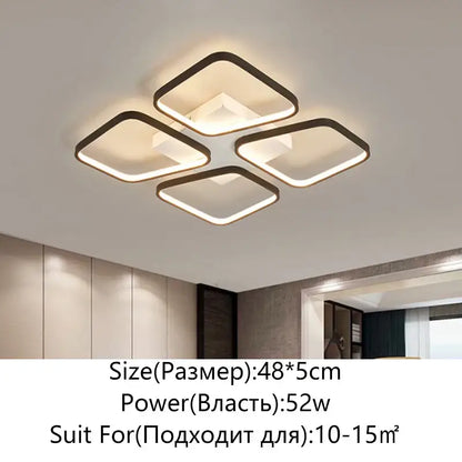 Modern geometric black led ceiling lights for living room