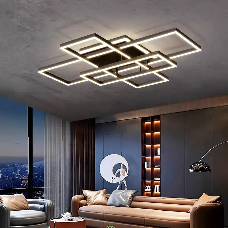 Modern geometric led ceiling lights bedroom rectangular decor